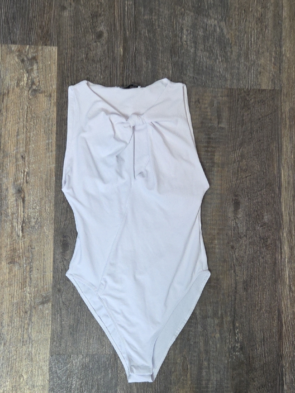 Zara White Sleeveless Tie-Back Bodysuit